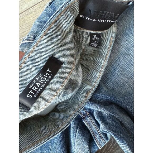 White House Black Market High-Rise Everyday Soft Denim Distressed Straight Jeans - Picture 9 of 11